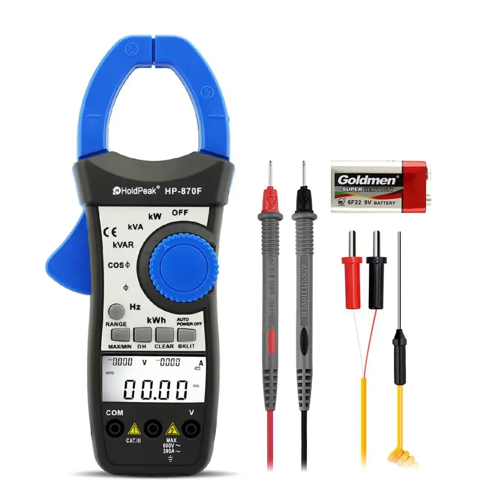 

HOLDPEAK HP-870F Intelligent Digital One-Phase Power Clamp Meter