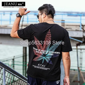 

Short Sleeve T1075 Big Size Men's Wear Trend Fat Man T Shirt Plus Fat Plus Tide
