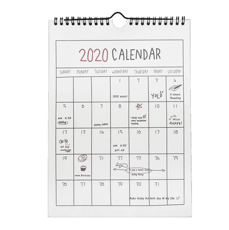 Простой календарь Ретро Белый настенный календарь Органайзер 2020Can оторвать календарь ежедневный Еженедельный ежемесячный планировщик - Цвет: grid  2020 Year