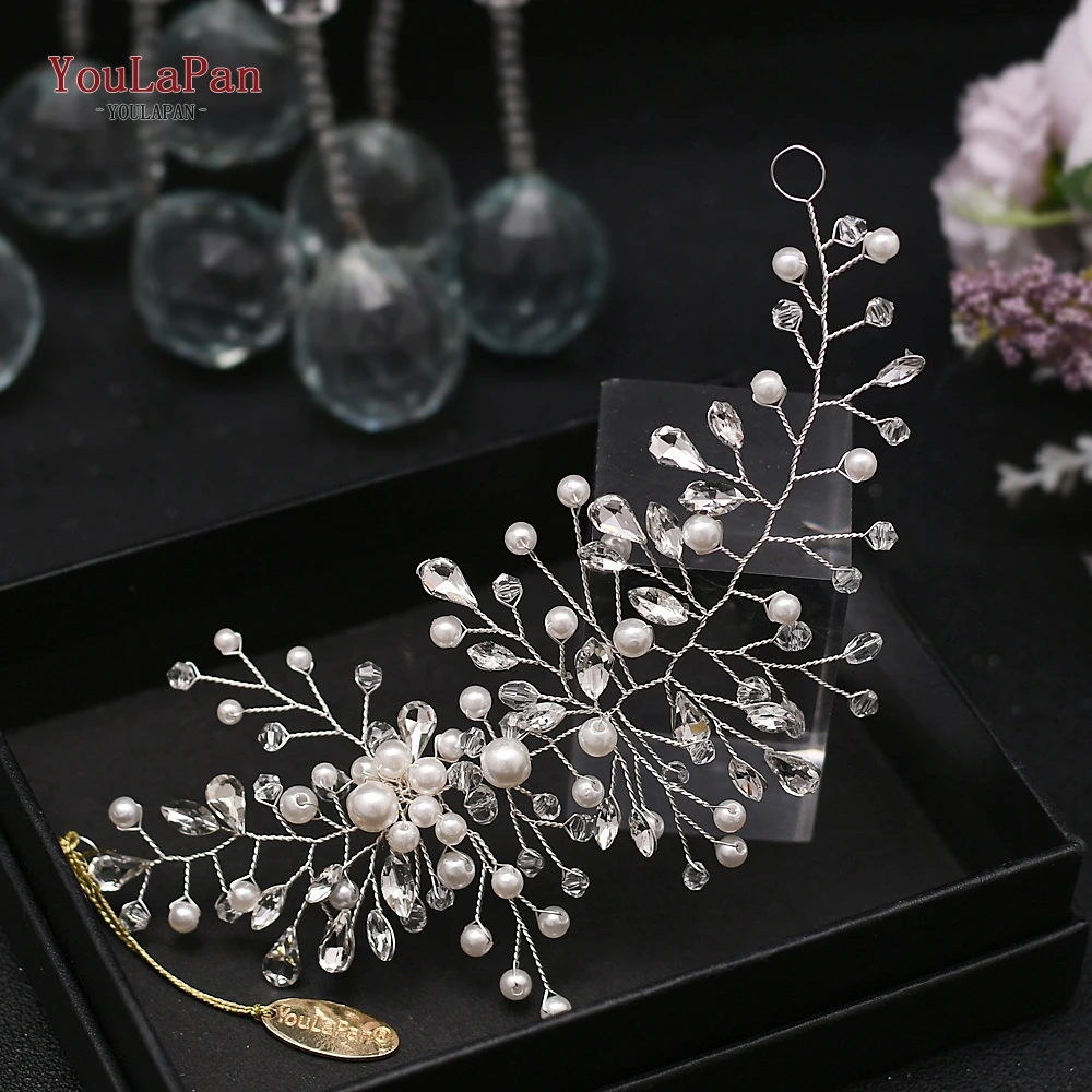 TOPQUEEN Wedding Hair Vine Bridal Hair Accessories Headpieces Diamond and Crystal Clips Comb Pearl Bride Jewelry