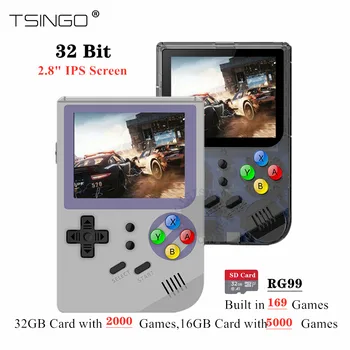 

TSINGO RG99 IPS Screen 2.8" Retro Game Console 32bit OMRON Button 169 Games inside 2000/5000 Games in SD Card Video Game Player
