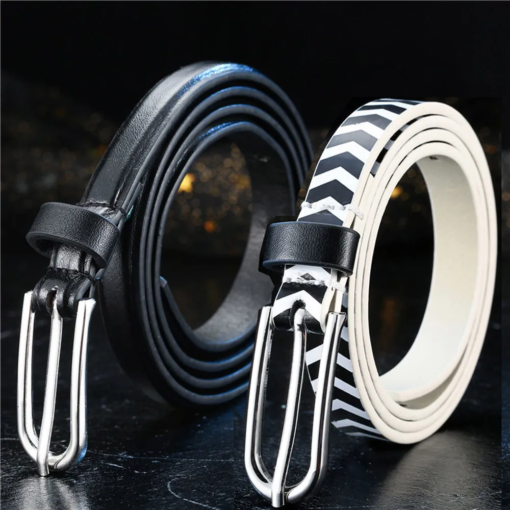 Мужской женский кожаный ремень в черно-белую полоску повседневный пояс на талию