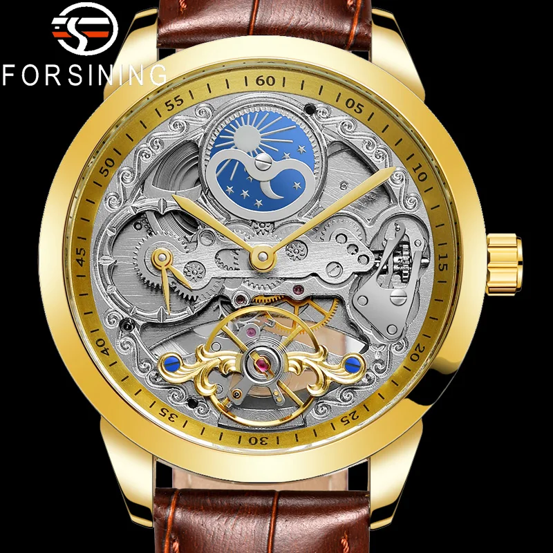 FORSINING Tourbillon автоматические механические мужские наручные часы военные