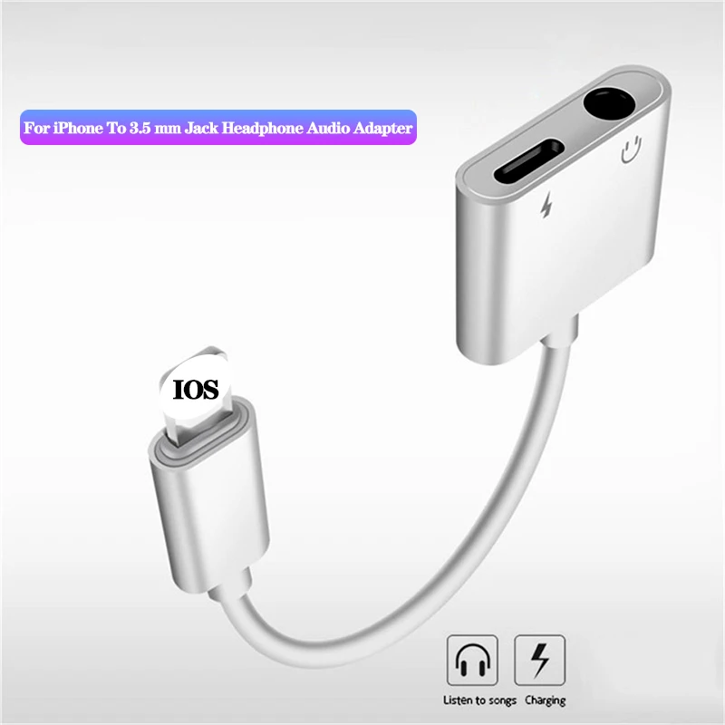 IOS 12 3.5MM jack Адаптер Lightning для наушников 3,5 мм аудио кабель для iPhone XS X 7 8 Plus IOS 13 Aux Наушники 2 в 1 разветвитель для зарядки - Цвет: IOS 12 3.5MM jack