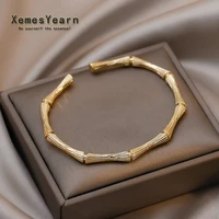 European and American Design Bamboo Bone Shape Adjustable Cuff Bracelets Womans Simple Bracelet For Korean Fashion Jewelry Girls 1