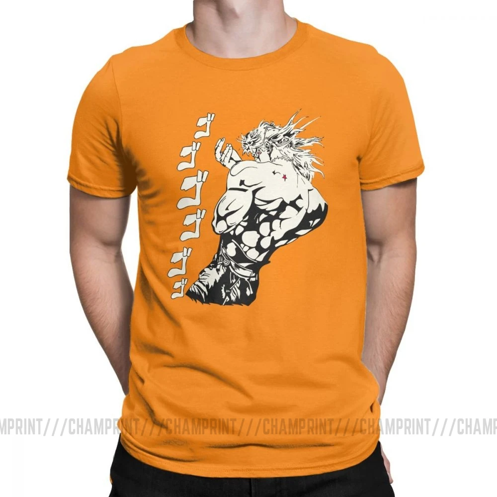 Dio Brando Jojos необычные футболки для приключений для мужчин из чистого хлопка футболка Joestar аниме Kujo крови отаку крестоносцев короткий рукав футболки - Цвет: Оранжевый