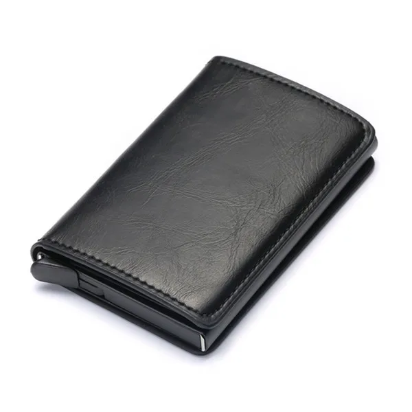 Кошелек унисекс из экокожи BISI GORO, кошелек с алюминиевой прослойкой, для хранения кредитных карт, чехол с функцией - Цвет: Black X-12A