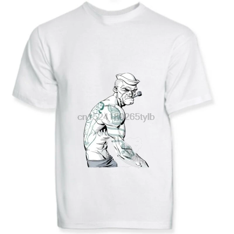 Футболка POPEY BRACCIO DI FERRO TATOO SEX ESTATE Винтаж MAGLIA MODA BIANCA |