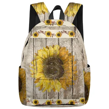 

Farm Sunflower Vintage Wood Rustic New Fashion Backpack Casual Travel Simple Backpack Men and Women Backpack