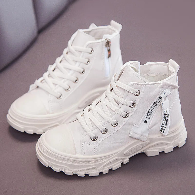 

Leather Short Boots Girls Spring And Autumn Single Boots 2019 Autumn Korean-style Versatile INS Online Celebrity Big Boy Thick B