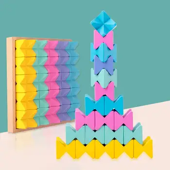 

25Pcs Wooden Granular Geometrical Building Blocks DIY Stacking Game Kid Toy Gift