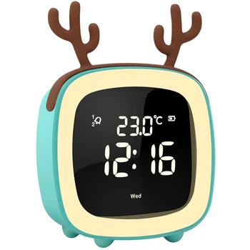

Cute Digital Alarm Clock for Kids Women Toddler Night Light,Dimmer,Sleep Timer,Rechargeable Battery,Indoor Temp for Bedrooms,Sno