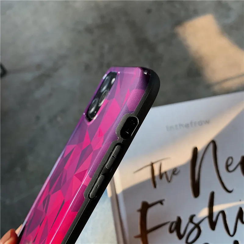 Чехлы для телефонов с геометрическим рисунком ромб и фиолетовым кристаллом Iphone XS