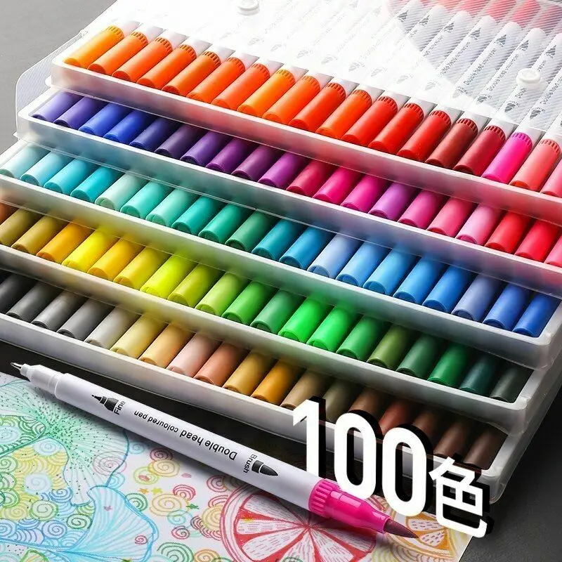 

Art Set Fineliner Drawing Double Head Arts Marker Watercolor Pencil School Students Supplies Painting Tools Children Kids Gift