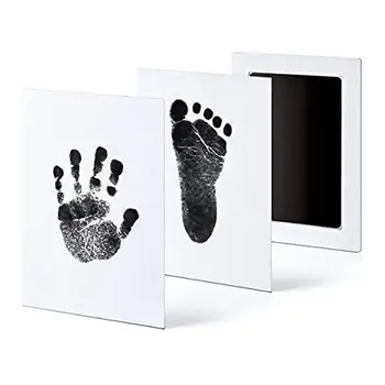 

6Pack Handprint and Footprint Ink Pads without Ink-Touch,Safe Print Kit for Baby and Pets 3 Large Ink Pads+ 6 Imprint Cards, Bla