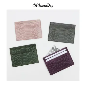 

New Classic Genuine Leather Card Holder Men Slim Wallet with Coin Purse Women Python Pattern Leather Credit Card Case