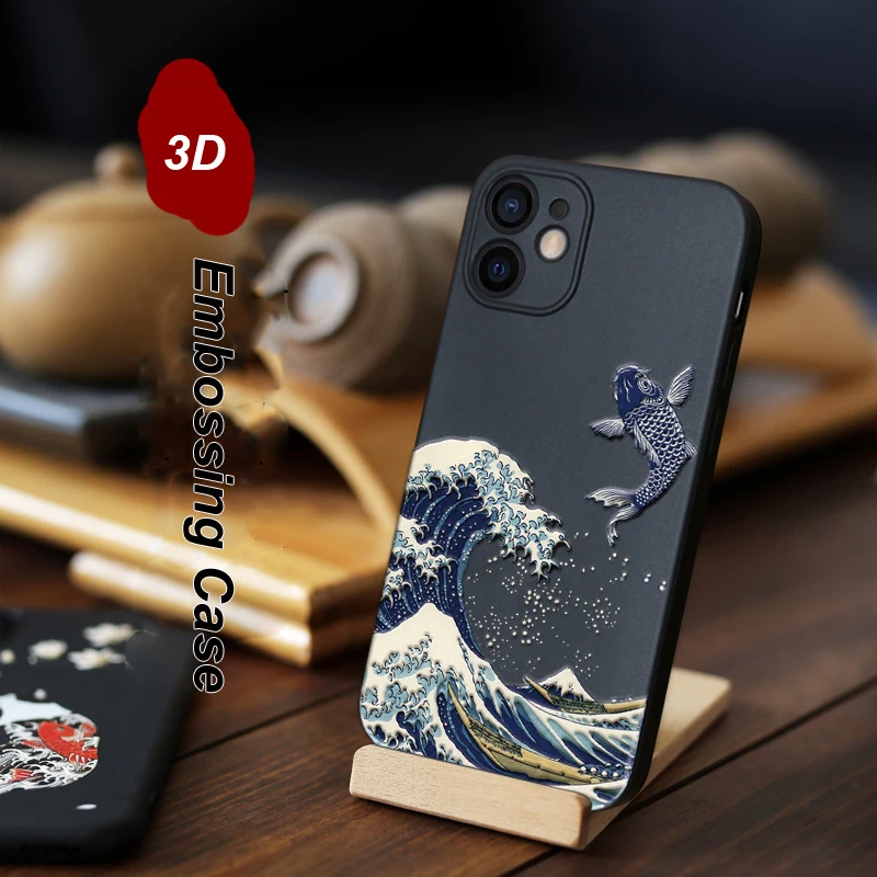 Для iPhone 12 11 Pro Max Mini XS XR X SE 2020 8 7 Plus чехол 3D рельефная Матовая Мягкая задняя крышка