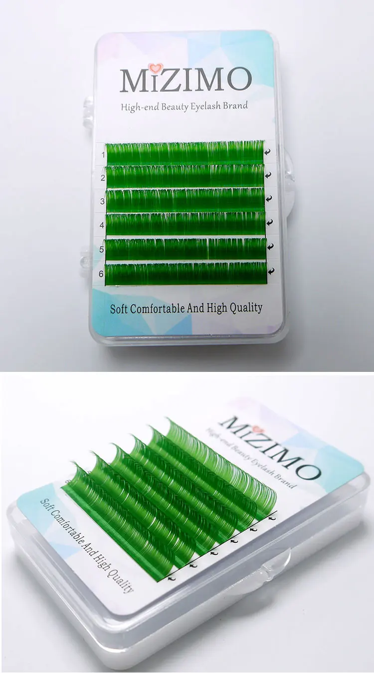 MIZIMO Цвет наращивание ресниц 0,07/0,1 мм C/D 8-17 мм зеленая искусственная норка для наращивания ресниц