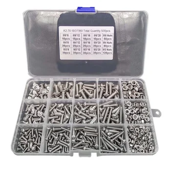 

Truss Screw Hex Socket screw nut Combination Suit M3 M4 M5 304 Stainless Steel Pan Screw Nut hardware 500 grain