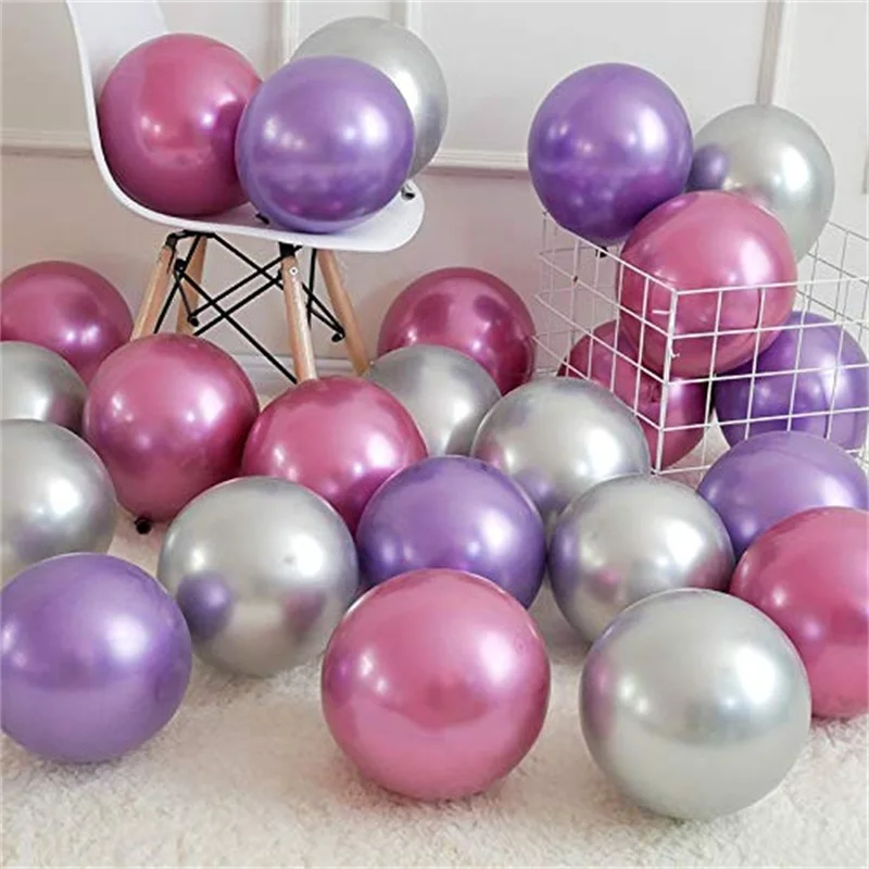 20pcs10inch Гладкий Металлический воздушный шар из гранулированного латекса толстого хромированного металла цвета 2,2 г розовый белый надувные шарики на день рождения вечерние - Цвет: as picture