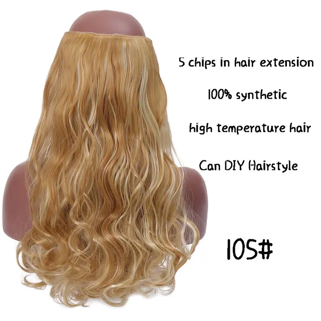 SHANGKE Synthetic 24-Inch Straight Clip in Hair Extensions Heat Resistant Wavy Hairpiece High Temperature Fiber False Hair 901-105