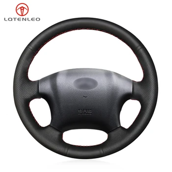 

LQTENLEO Black PU Artificial Leather Hand Sew Car Steering Wheel Cover For Hyundai Tucson 2005 2006 2007 2008 2009