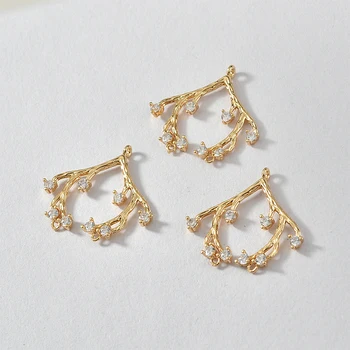 

Vintage Zircon Root Modeling Pendant Maintains Color Copper Electroplated DIY Necklace Earrings Hairpin Hairpin Ornament 2pcs