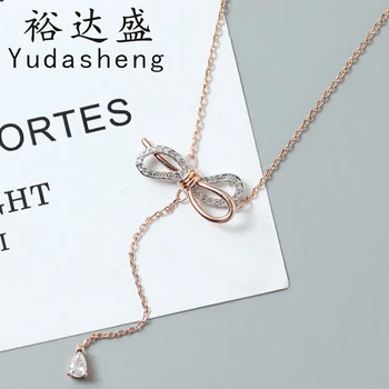 

Bowknot Necklace Female Water Drop Tassel Clavicle Neck Wearing Temperament Gift
