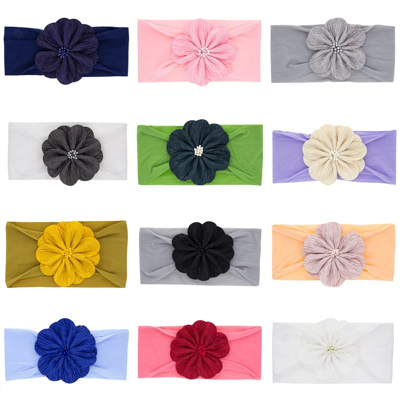 

Pearl Flower Baby Headbands For Girls Baby Soft Girls Hair Bands Bedss Elastic Nylon Baby Headband Headwrap Hair Accessories