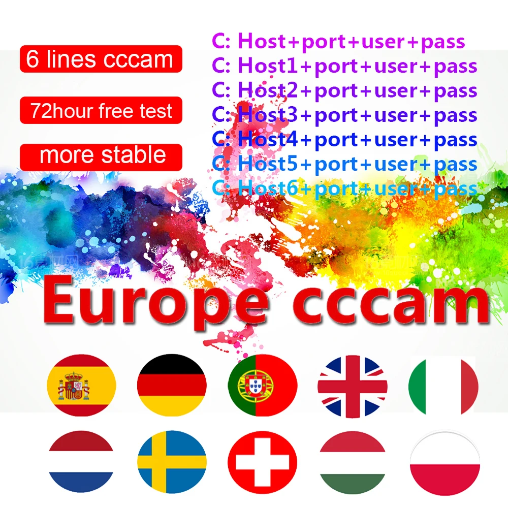 

Stable Europe HD cccams 6/7/8 line for SPAIN Portugal Germany Satellite ccams Receiver Guarantee 1 year