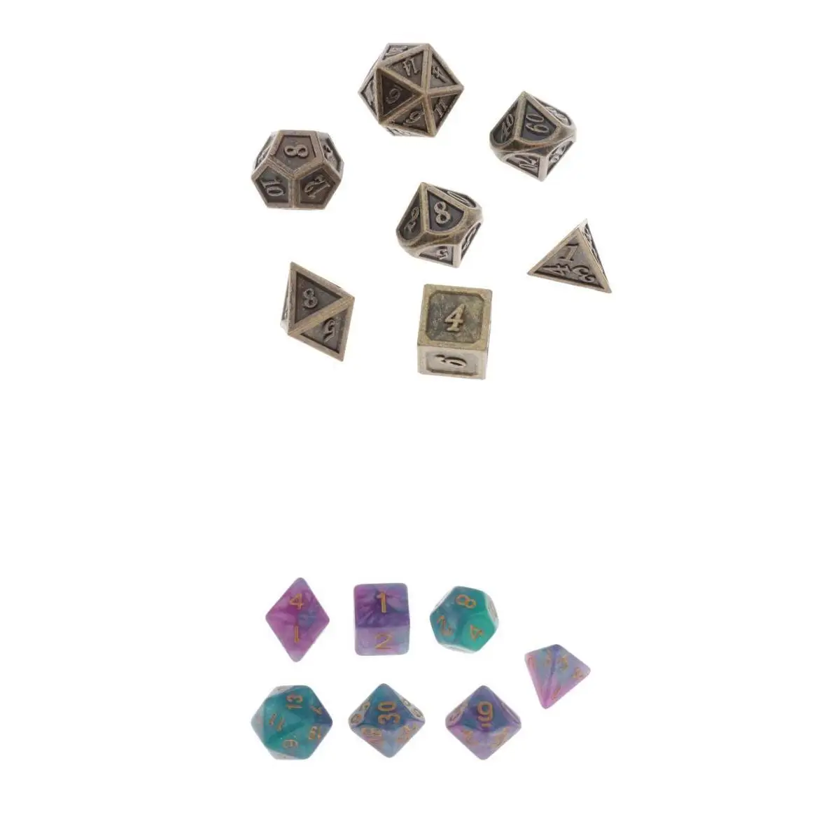 14 Pieces Durable Plastic and Metal Dices Set - Game Polyhedral Solid D&D Dice Set for Role Playing Game