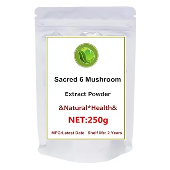 

Sacred 6 Mushroom Extract Powder - Organic - Reishi, Maitake, Cordyceps, Shiitake, Lion's Mane, and Chaga