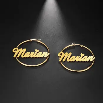 

Personalized Personalized Custom Name Earring For Women Girls Stainless Steel Jewelry Customzied Nameplate Earrings