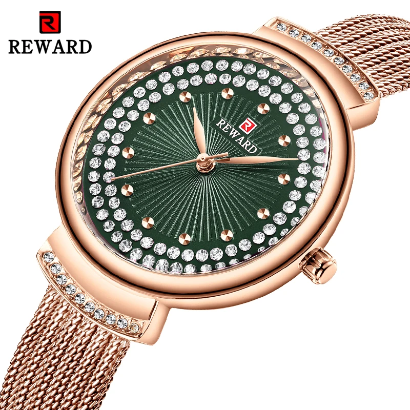 

Luxury Brand Rose Gold Watches Women Fashion Ladies Dress Quartz Watch Crystal Diamond Waterproof Mesh Belt Casual Wristwatches