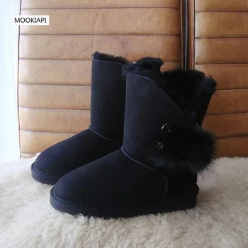 

The latest European style in 2019, mid-barrel snow boots, real sheepskin, 100% wool, women's shoes, 7 colors, free delivery