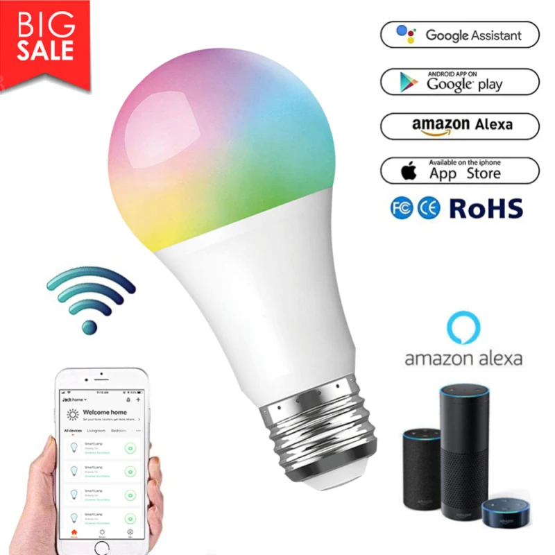 

WiFi Smart Alexa Echo Voice Control LED Bulb,for Google Assiant IFTTT Tuya Smart Life App Smart Home Light Bulb Timing Bulb