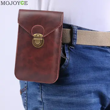 

Litchi Pattern Mobile Phone Pouch PU Leather Men Waist Belt Bag Solid Mini Purse Men Card Holder Phone Purse Holder