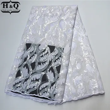 

H&Q New Arrived Nigeria Lace Fabric 2020 Embroidery With Sequins African Lace Fabrics 5 Yards For Dress Material B977841-60S