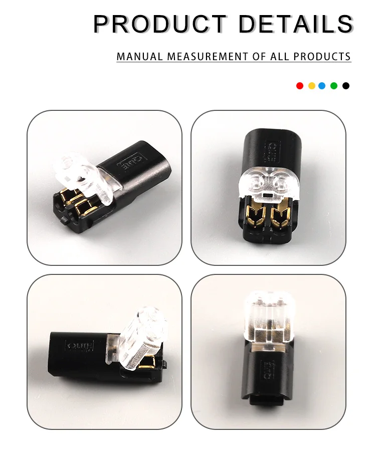 10pcs 2pin Quick Pluggable Splice Electrical Cable Wire Connector Crimp Terminals for 22-20AWG LED strip Car Wiring Connectors