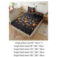 Double Bed Sheet Set With Elastic Band Polyester Fitted Sheet For Rectangular Mattress Printed Non-slip Mattress Cover Bedding 6