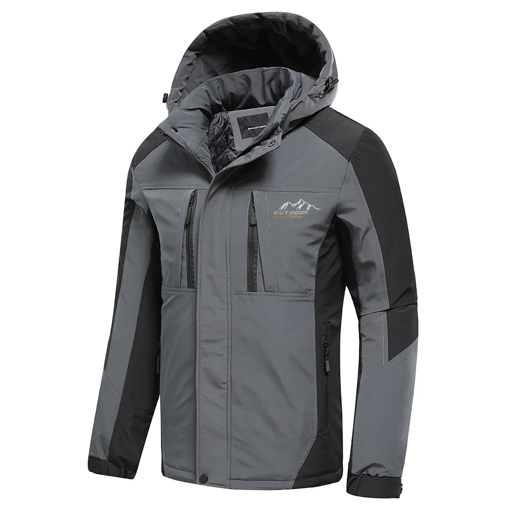 Oiata Men 2021 Spring New Brand Outdoor Vintage Thick Jacket Coat Men Autumn Fashion Patchwork Waterproof Pockets Hat Jackets