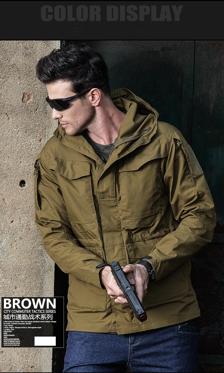 Men's Spring Long Tactical Jacket Hooded Trench US Army Field Military Hiking Jacket Outdoor Coats Waterproof Windbreaker men's coats & jackets