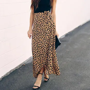 

Polka Dot Print Long Maxi Summer Skirt Women Fashion 2019 Ladies White Black Split High Waist A-line Sun Skirt Female