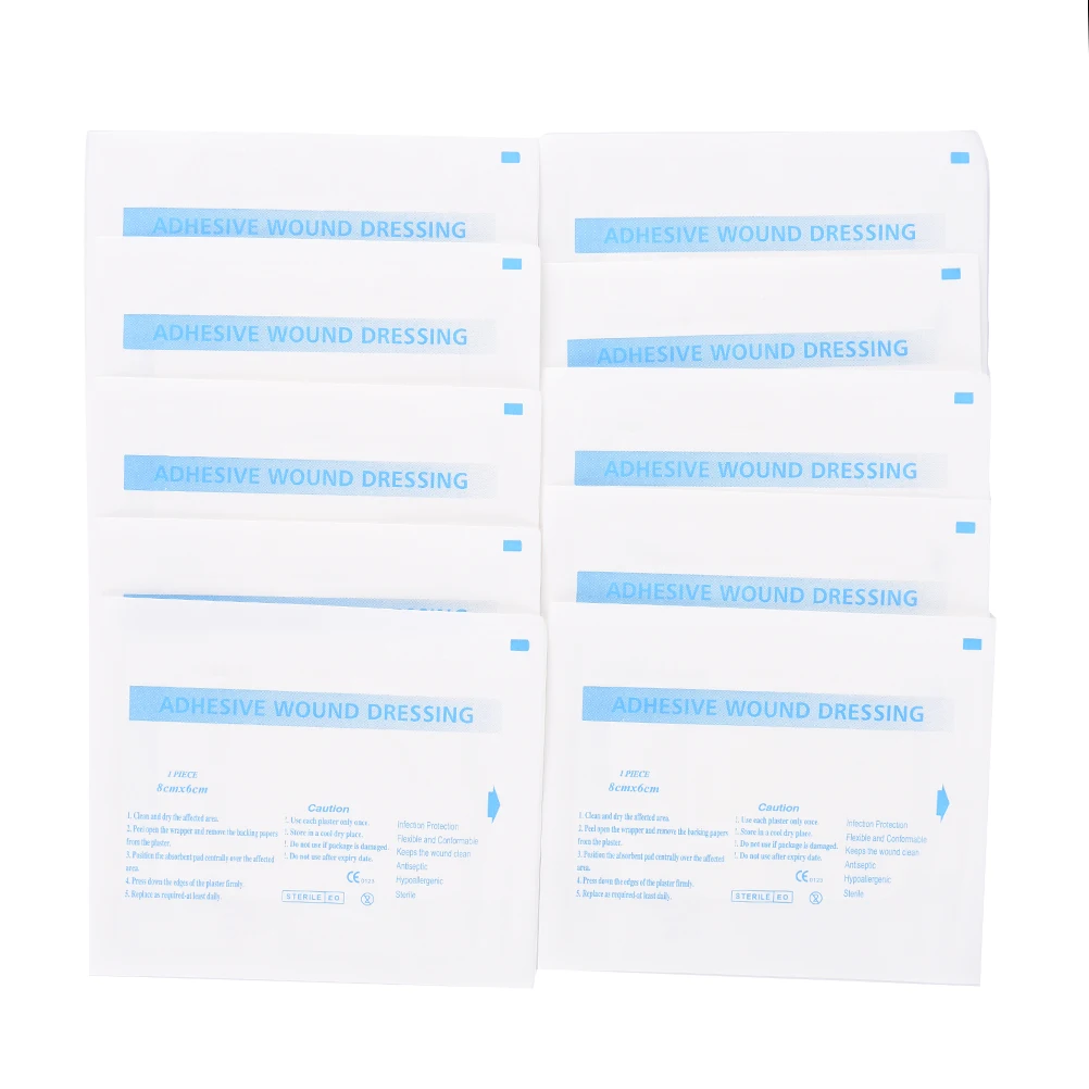 10Pc Large Size Hypoallergenic Non woven Medical Adhesive Wound Dressing Band Bandage Wound Outdoor First Aid 6*7cm