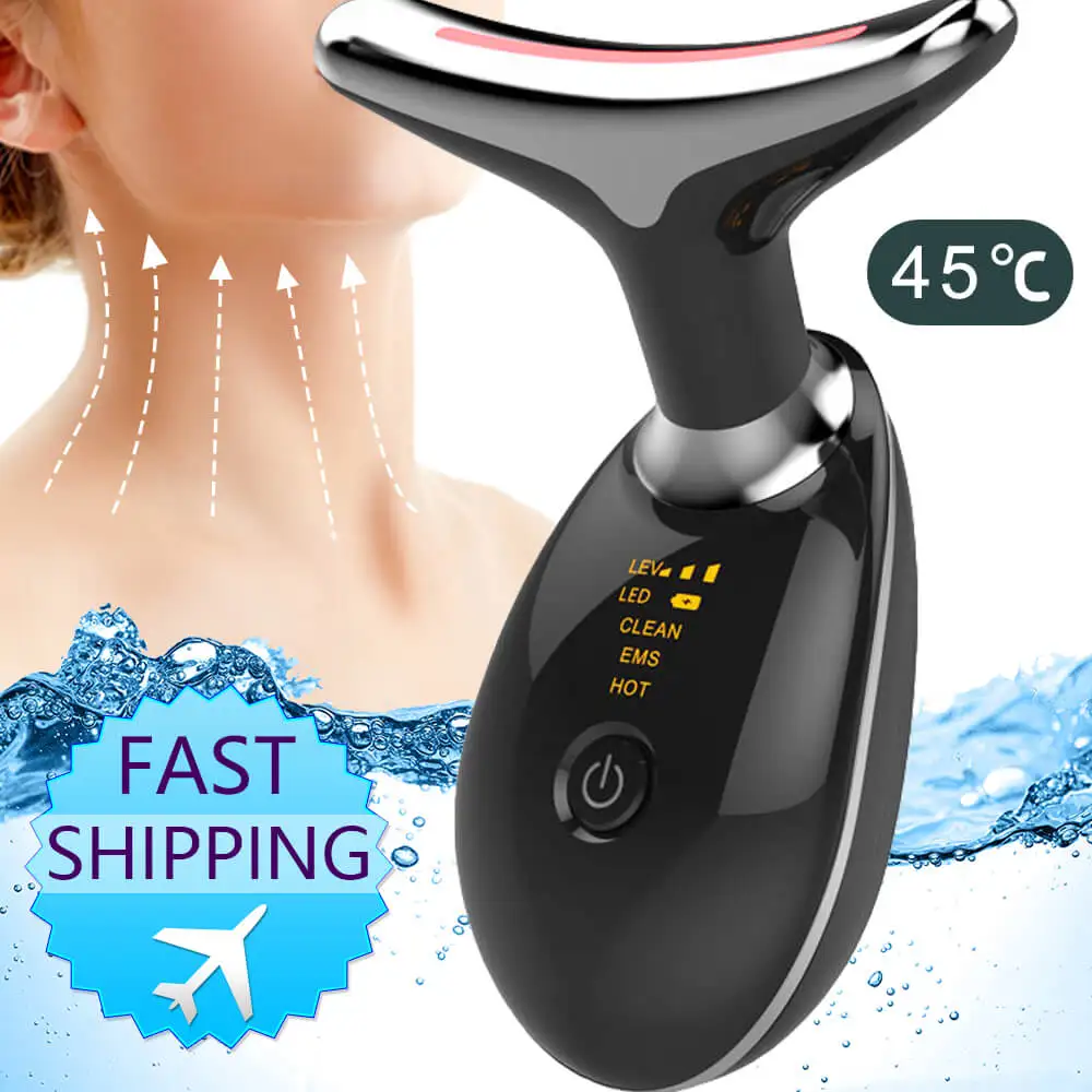 

Professional Neck Massager Beauty Instrument LED Photon Heating Therapy Face Firm Lift 3 Colors Anti-Wrinkle Reduce Double Chin