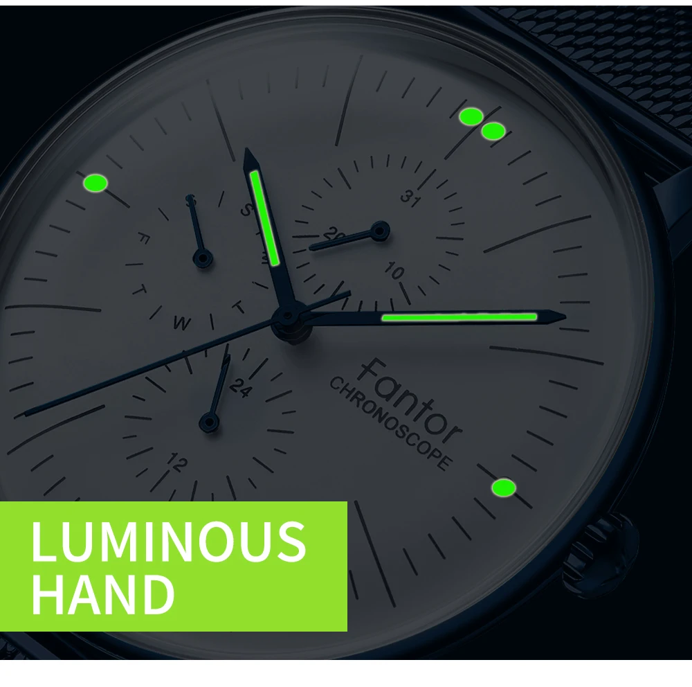 Fantor мужские часы с хронографом Топ люксовый бренд сетка сталь кварцевые наручные часы для мужчин s водонепроницаемые часы люксури relogio masculino