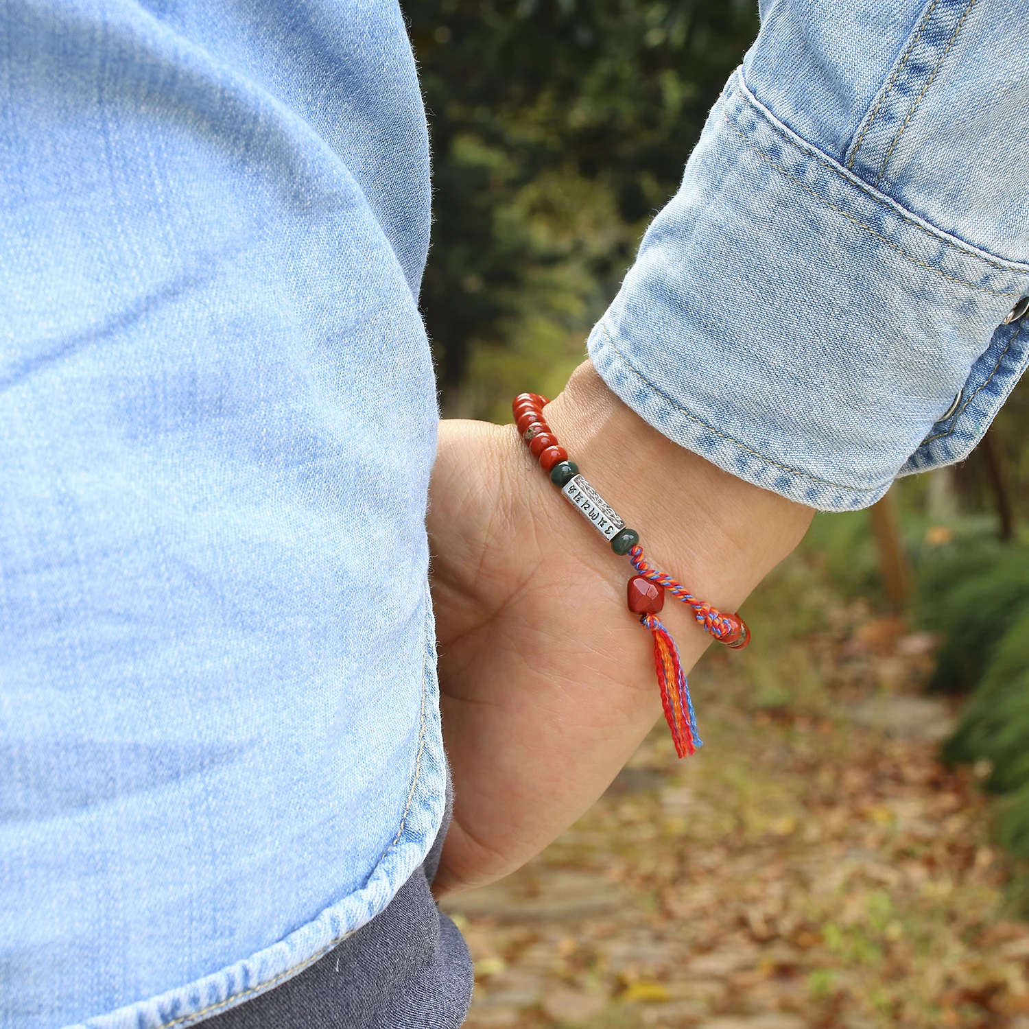 Natural Red Jasperr 6*4mm Beads Simple Bracelet Women Men Six ture words Charm Tibetan Buddhist Handmade Lucky Knots Bangle - Image 5