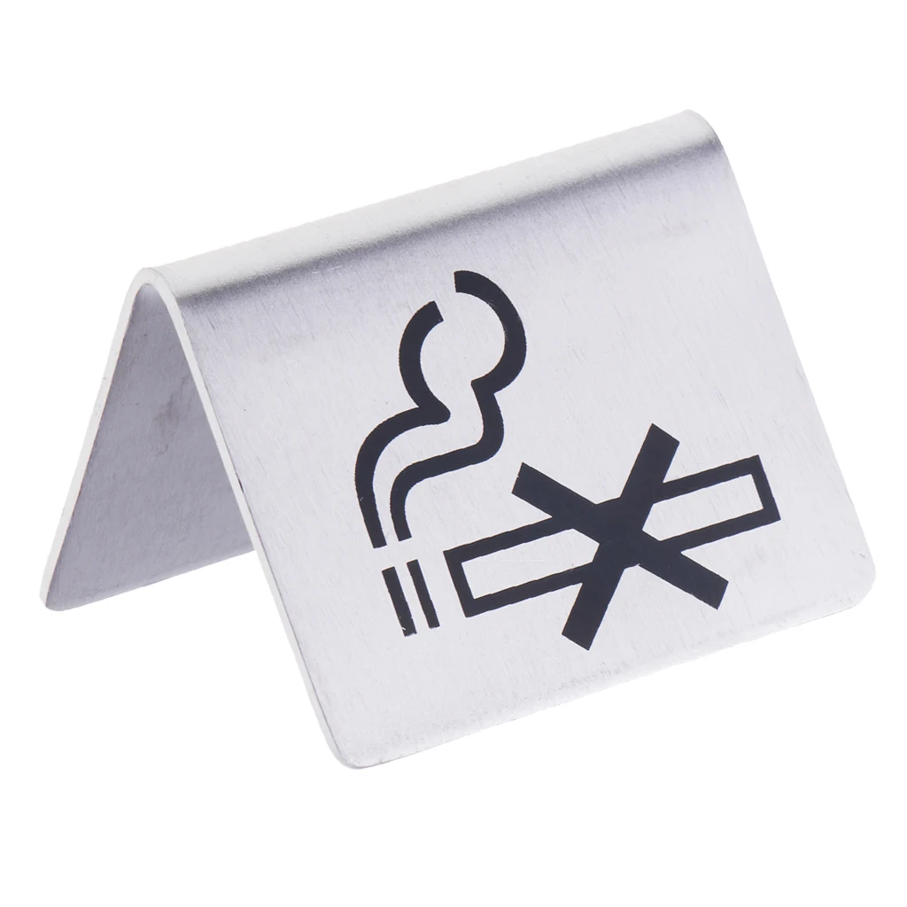Metal No Smoking Signs Table Tents for Restaurants, Store, Hotel, Weddings non-brand Double Side Tabletop Signs  5.5x5x4 cm 