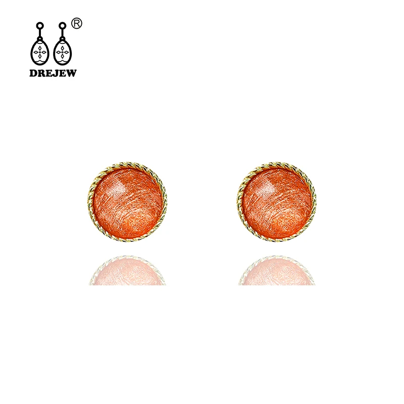 

DREJEW Vintage Green Red White Round Resin Statement Earrings Sets 2019 Small 925 Stud Earrings for Women Wedding Jewelry HE7811