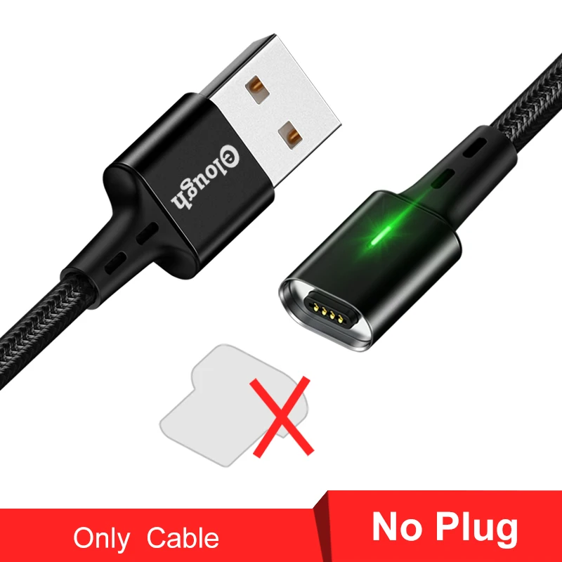 Elough Магнитный зарядный кабель для iphone кабель Micro usb type c кабель для HUAWEI P30 Магнитный кабель быстрое зарядное устройство USB C провод для передачи данных - Цвет: black cable No plug